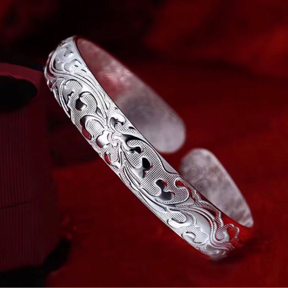 Elegant Sterling Silver Filigree Cuff Bracelet